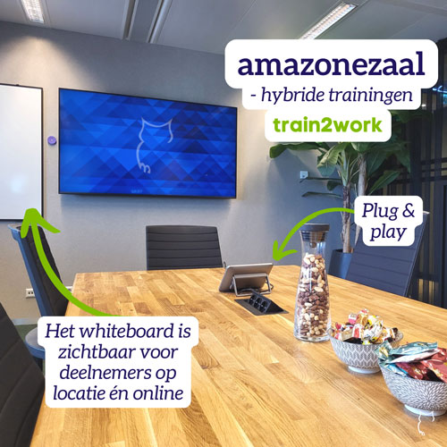 Hybride lesruimte te huur met Scribe-whiteboard